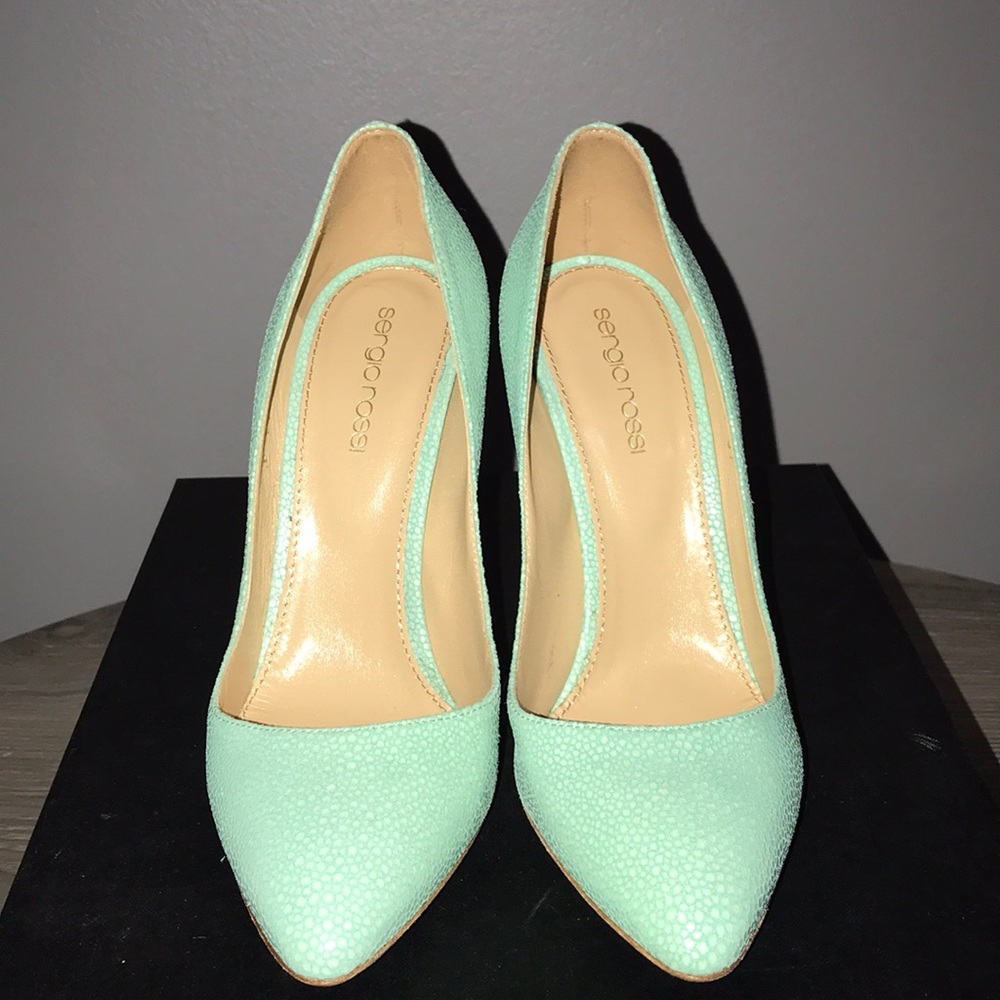 Sergio Rossi Mint green pumps.